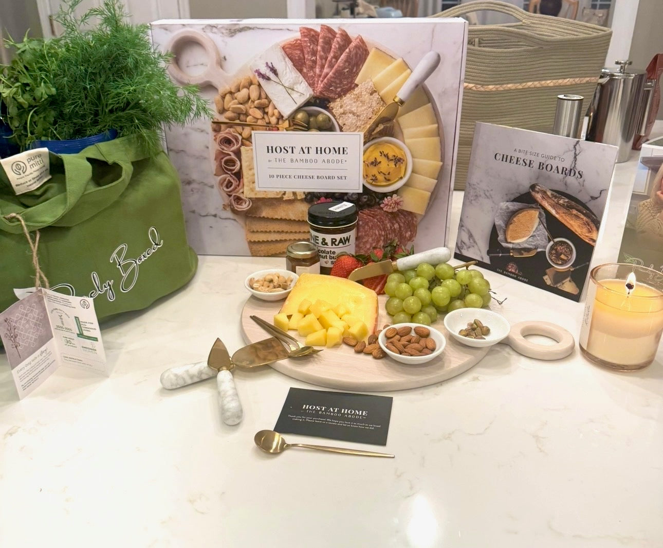 The Bamboo Abode - Signature Charcuterie Board Set, White-Washed