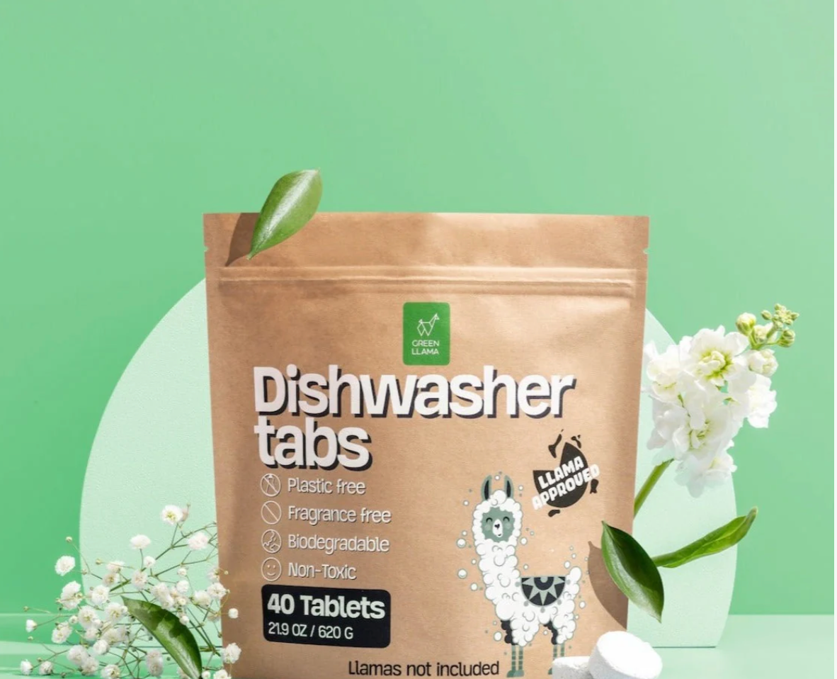 Green Llama - Fragrance & PVA Free Dish Washer Tabs - No Plastic, Non Toxic